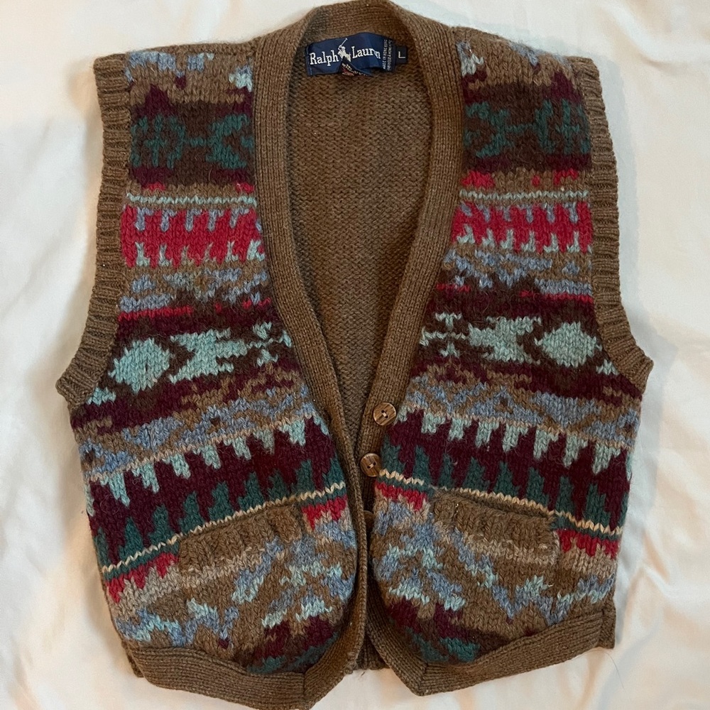 vintage ralph lauren wool sweater vest